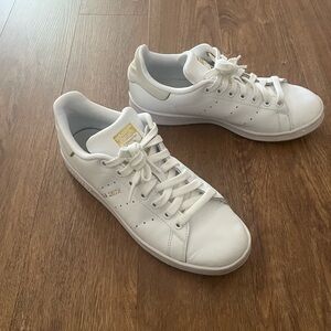 Adidas Stan Smith White / Dash Gray / Gold Metallic Court Sneakers Size 7 1/2